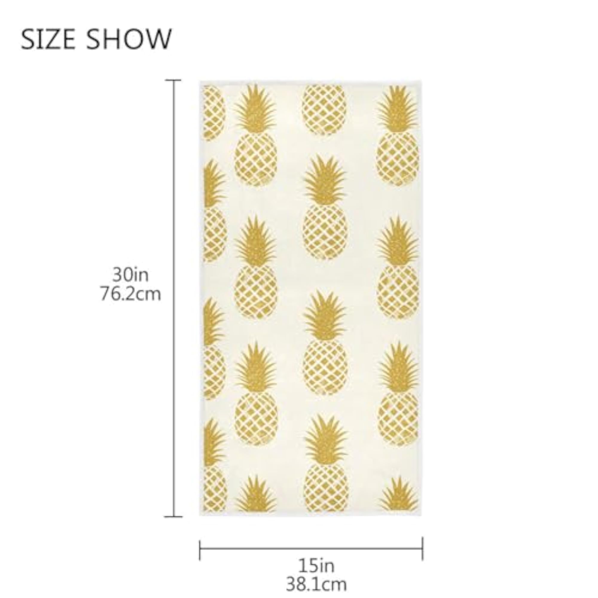 Golden Pineapple Hand Towels, Tropical Fruit Design