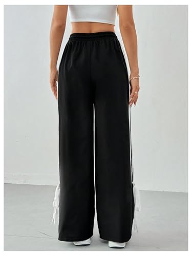 Girl's Baggy Pants Bow Parachute Pants Striped Wide Leg Sweatpants Track Joggers Hip Hop Dance2