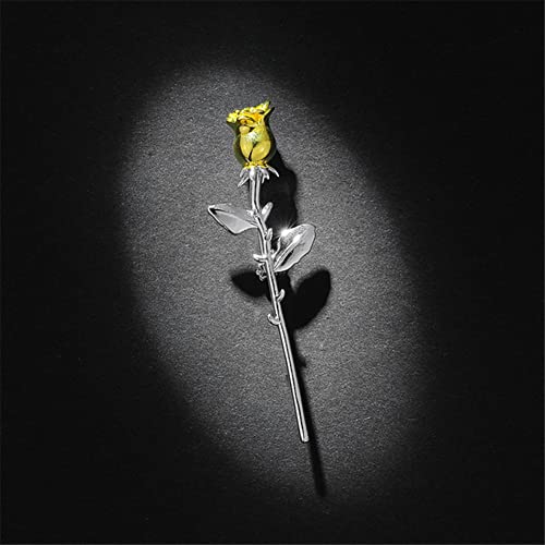Image of Rose Flower Brooch Lapel Pins Wedding Party Badge Dress Hat Bag Suit Accessories Mother's Day Valentine Jewelry for Women Gifts