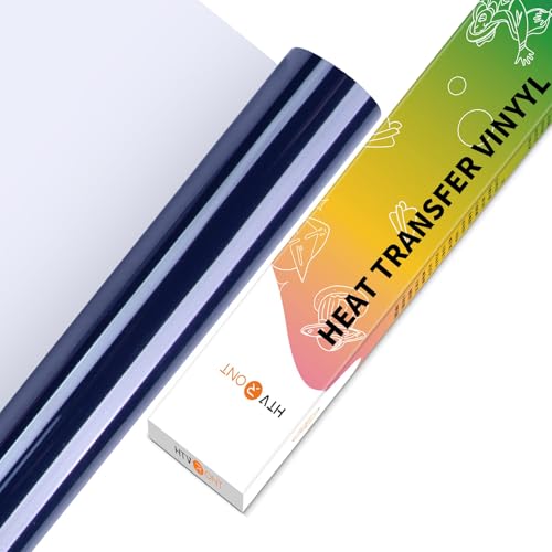 Image of HTVRONT HTV Vinyl Rolls Heat Transfer Vinyl - 12 inch x 5ft Navy Blue HTV Vinyl for Shirts, Iron on Vinyl for All Cutting Machine - Easy to Cut & Weed for Heat Vinyl Design (Navy Blue)