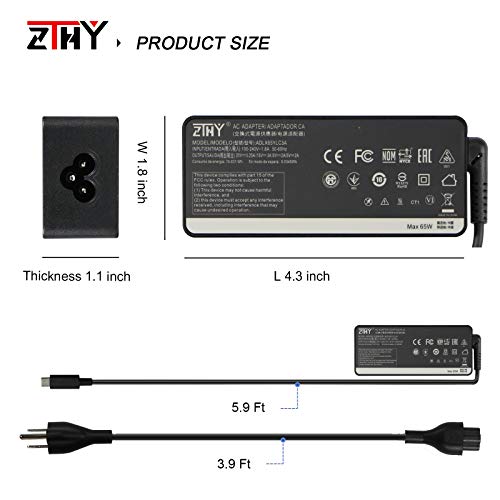 New 65W Usb-C Charger Travel Compatible With Lenovo Chromebook 100E 300E 500E C330 S330 Thinkpad T480 T580 E14 E15 L13 L14 L15 P14S P15S T14 T15 A485 T590 C930 C940 Ac Adapter Power Supply #TOP3