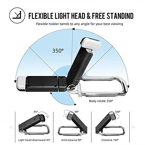 Image of EGWASER Book Light for Reading in Bed, USB Rechargeable Clip on Book Lights, 3 Brightness Adjustable Dimmable Bookmark Light for Eye-Protection, Reading Lamp for Bookworms, Travel (2-Pack Black)