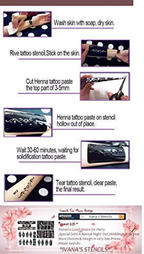 Ivana's Heena Stencils Mehandi Sticker for Hand | Body | Fingure | Face for Women, Girls and Kids, Pack of 2 Pcs, NIV-365 - Image 2