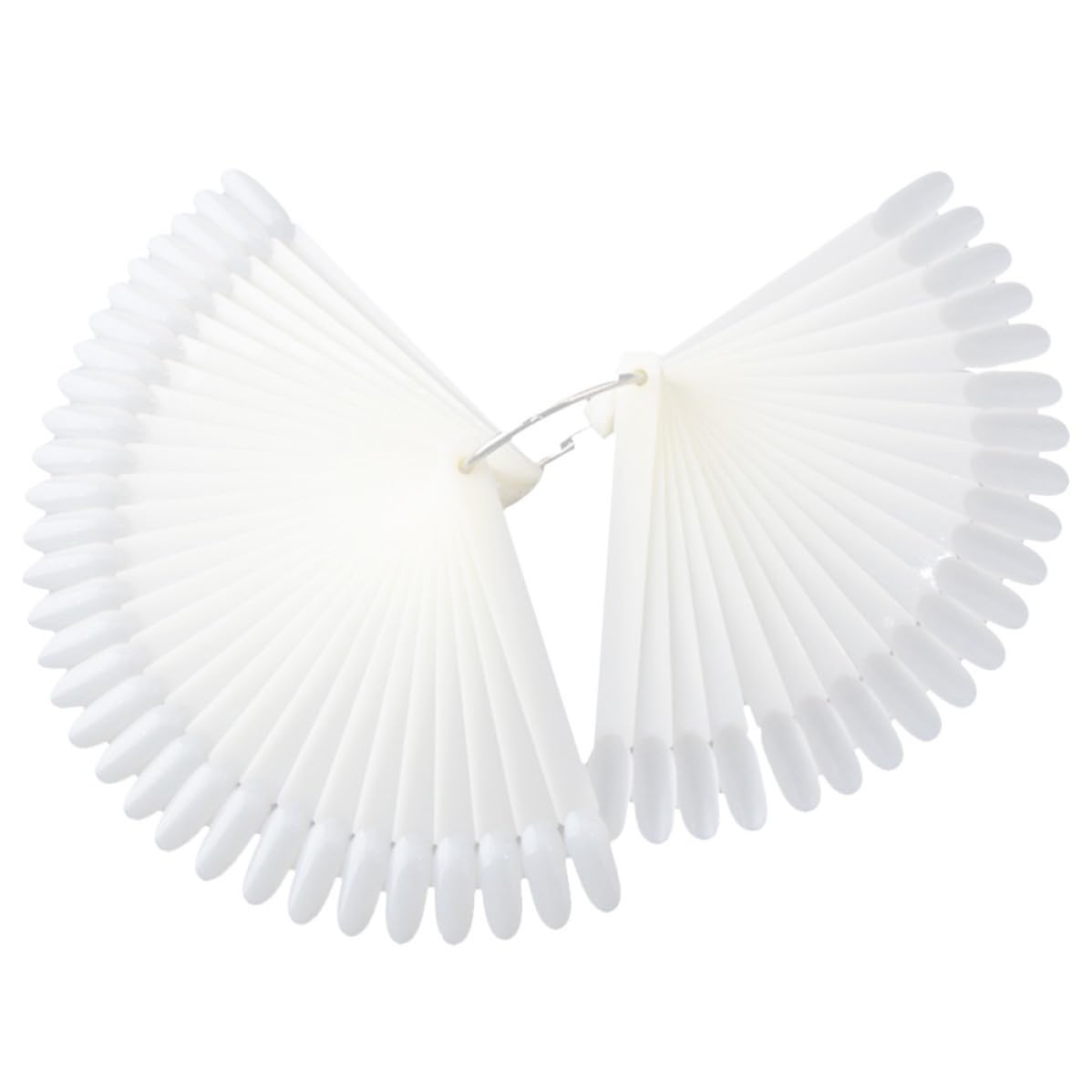 Lurrose Nail Color Display Chart 50 White Pointed Pvc Nail Tips with Fan-shaped 2 Sets for Practicing Painting and Creating Accurate Color Display