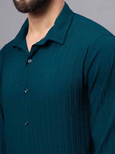 Image of FILO HEVIS Men's Casual Button Down Popcorn Shirts Stylish Long Sleeve Linen Textured Beach Summer Shirt