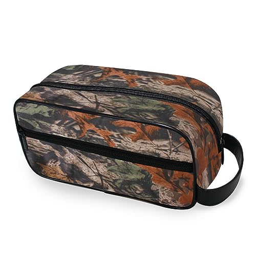Tragbare Kulturtasche Wald Baum Camouflage Camo Reise Waschtasche Multifunktions Kosmetiktasche Make-up-Tasche Aufbewahrungstasche für Frauen Männer Jungen Mädchen, multi