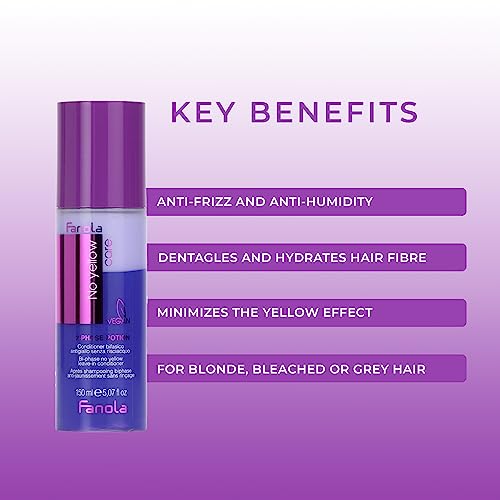 Fanola No Yellow 2-Phase Potion, 2-Phase Conditioner for Blonde, Bleached and Grey Hair to Minimize Yellow Effect, Detangle e Moisturize, Anti Frizz, 150 - Image 3