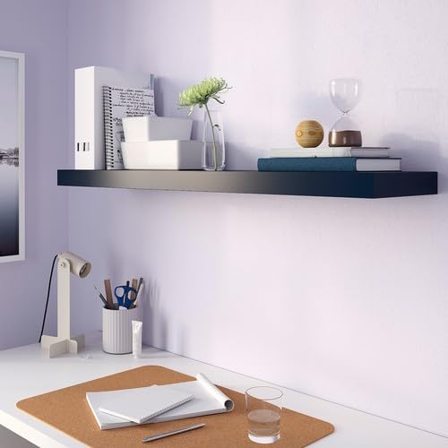 Amazon | IKEA イケア ウォールシェルフ ブラックブルー 110x26cm