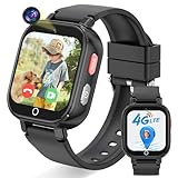 Ucani 4G Kids Smart Watch, Kids Phone Smartwatch GPS Tracker, SOS, Call, Voice & Video Chat, Class Mode, Alarm, Camera, Touch Screen WiFi Wrist Watch for 4-12 Boys Girls (A28-Black-UKLOC)