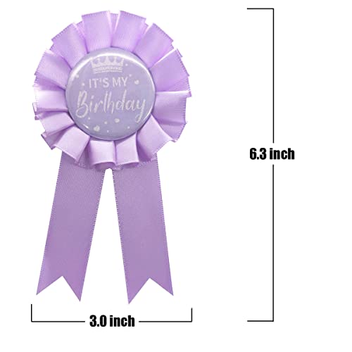 It's My Birthday Award Ribbon,Birthday Gifts For Women,Satin Fabric Birthday Girl Tinplate Badge Pin,Happy Birthday Girl Party Button Pins Brooches(Light Purple) #TOP5