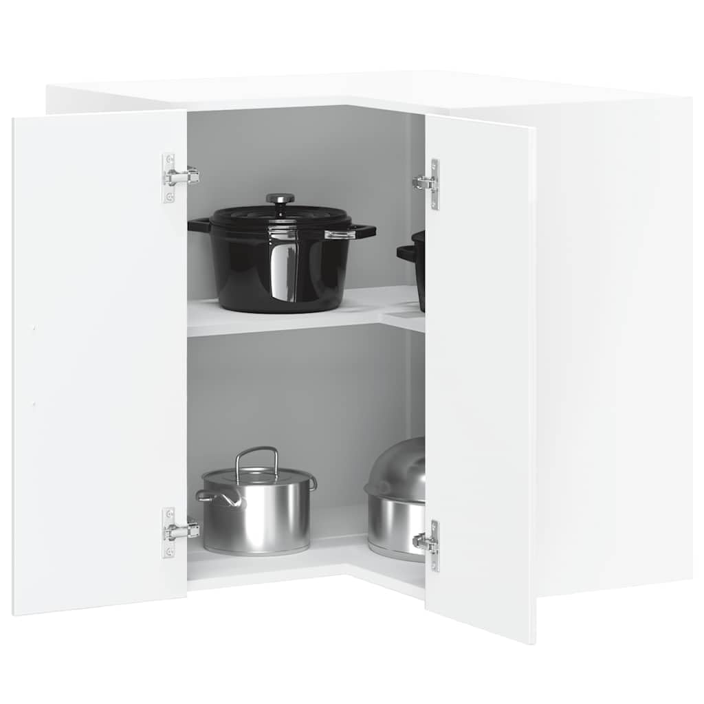 vidaXL Pensile da Cucina ad Angolo Porto Bianco Lucido in Truciolato, pensile da Cucina, pensile ad Angolo da Cucina, unità ad Angolo a Muro