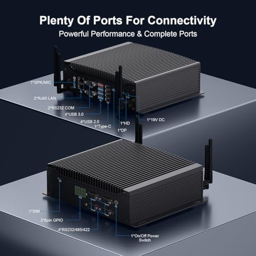 Image of WEIDIAN PC Industrial, Fanless Mini PC Win 11 Core i5-10210U 16GB RAM 512GB SSD, Linux Mini Desktop Computers 6 x COM RS232 /422 /485, GPIO, 4K 3xDisplay(HD+DP+Type-C), 2Lan, 8USB, WiFi&BT Auto Power On