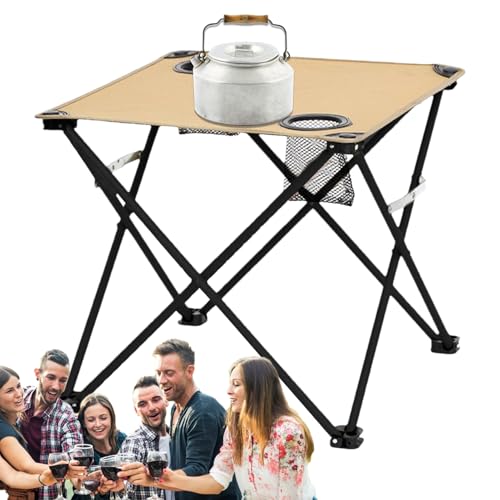 Mesa de camping portátil, mesa plegable ligera con 2 portavasos, escritorio portátil al aire libre, accesorio de camping para viajes, senderismo, comedor, playa, picnic, patio, balcón, hogar, jardín y