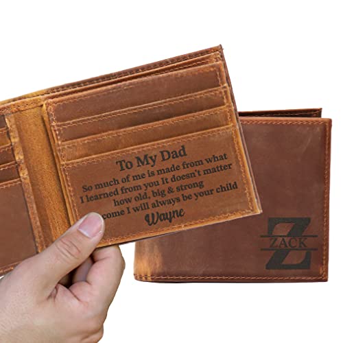 Custom Wallet for Dad – Personalized Leather Wallet for Father’s Day – Great Gifts for Men, Husband, Son from Daughter or Son3