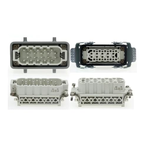 Conector industrial resistente al agua HDC-HE-020 de 20 pines con cabezal rectangular