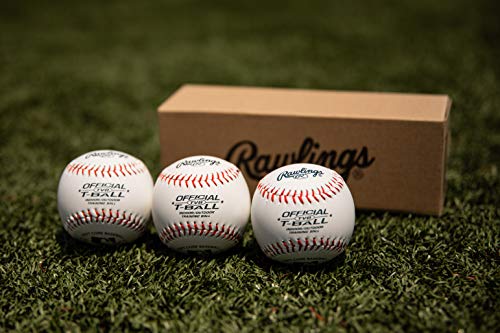 Bolas de beisebol juvenis ou treinamento Rawlings, caixa com 3 bolas de tball, TVBBOX3, branca, tama
