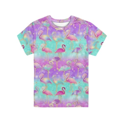Image of ENLACHIC Girls Teens Pink Flamingo Printed Summer Short Sleeve T-Shirts Cute 3-16 Years