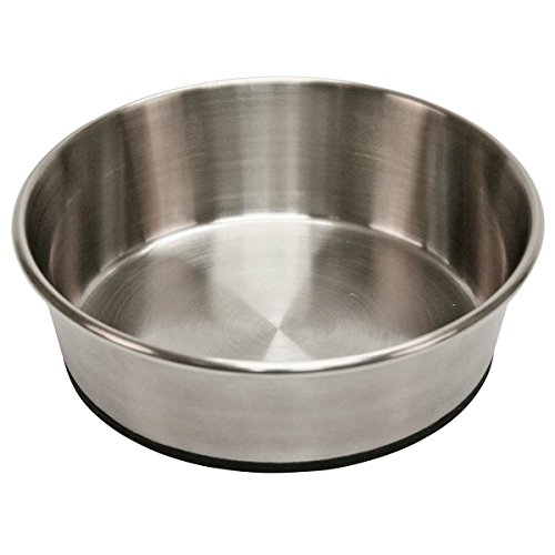 Kerbl Pet Edelstahlnapf, Futternapf, Fressnapf, rund, Silber/schwarz, Ø13,5x4,5cm, 425ml, Edelstahl, rutschfest