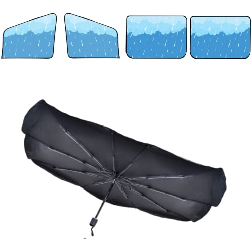 Econour Umbrella Car Sun Shade + Magnetic Side Window Sunshade (4 Pack) | Multi-Layer Polyester Material | Car Window Shade Block Direct Sunlight #TOP16