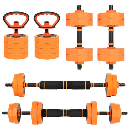 ALLINLIFE Mancuernas Ajustables 10KG,Pesas y Mancuernas con Pesa Rusa,Pesos Poligonales y Barra Recta,Agarre Antideslizante, 4en1 Juego de Pesas Multifunción para Fitness Gimnasio en Casa