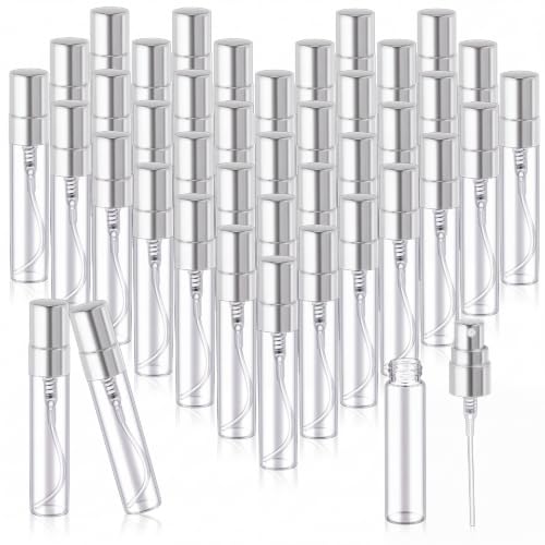 Zhehao 50 Pcs Mini Spray Bottles, Perfume Bottle, Silver Cap, 5 Ml