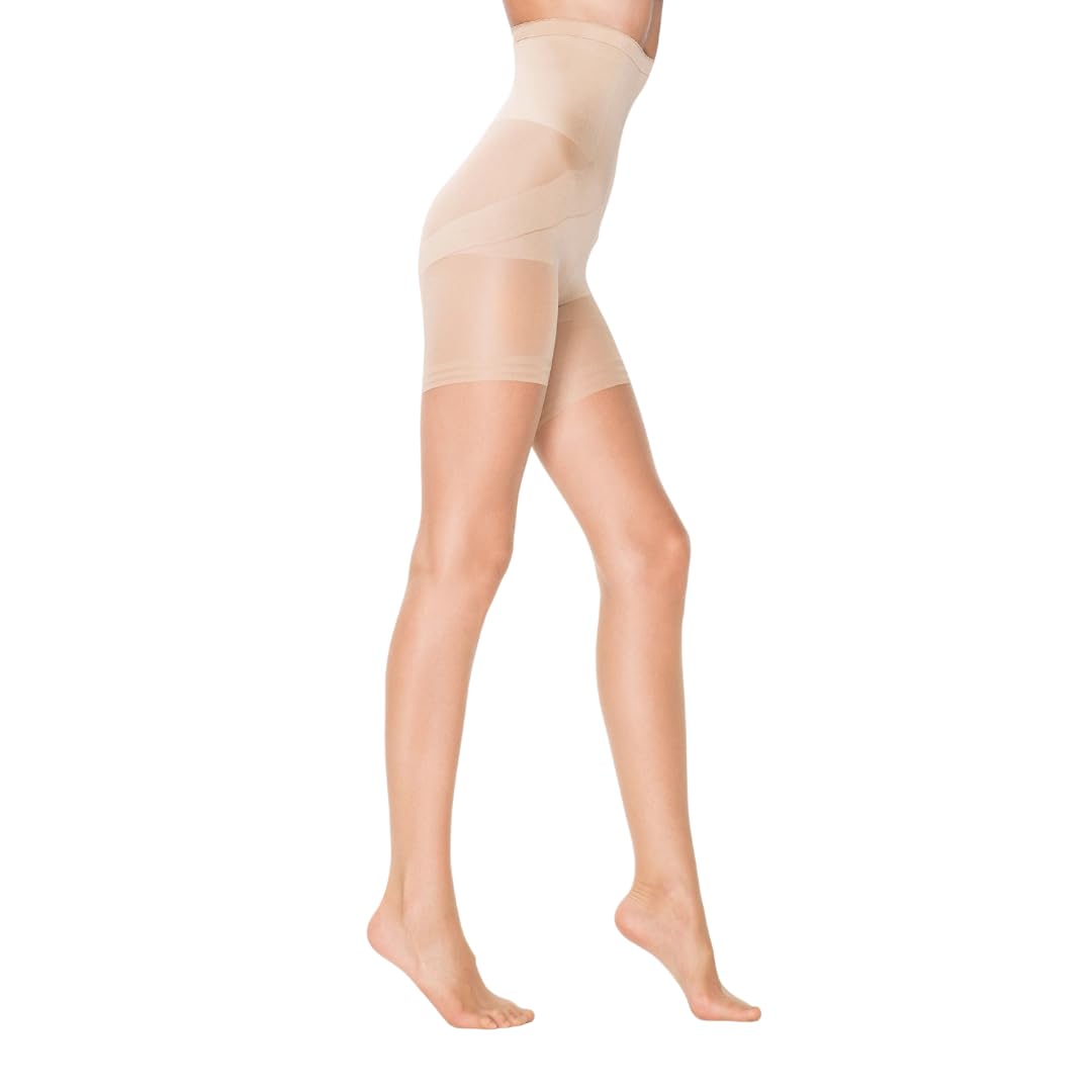 PENTI Shaping Tights Body Control Shiny Slimming High Waist Tummy Control Corset | 15 Den | 4 Colours(Black, Nude, Light Nude, Bronze) | 3 Size -M,L,XL