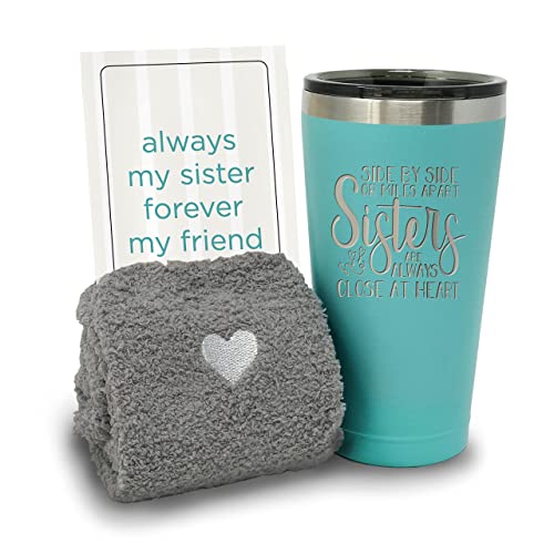Sister Birthday Gifts from Sister - Gifts Set for Sister - Unique Little Sister, Big Sister Gifts Present Idea from Sister - Gifts Set with Tumbler, Fuzzy Socks & Card for Sist Birthday Christmas Gifs