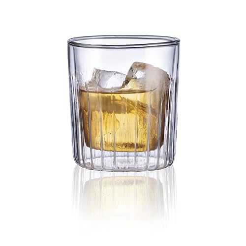 MasterPro Foodies Mixology - Juego de 2 Vasos de 290 ml - Fabricados en Resistente Vidrio Borosilicato Doble Pared - Elegantes Vasos Ideales para Cualquier Ocasión