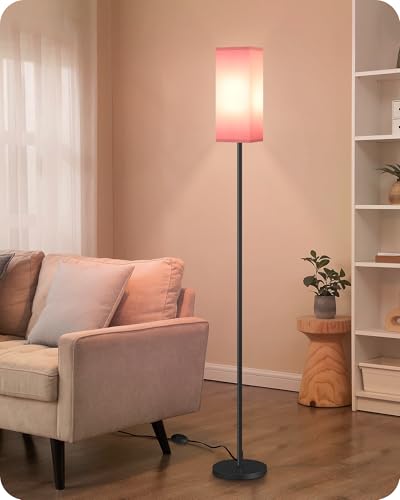 GOEBLESON Floor Lamp, Pole with Foot Switch, Modern Standing Lamp Shade, Minimalist Freestanding Lamp (Bulb Not Included), for Living Room, Bedroom Office ETL Listed, Black and Pink P07LD05