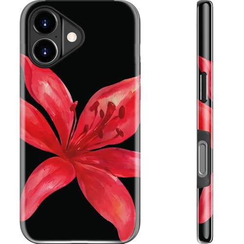 Goodon for iPhone 17 Case - Compatible with Magsafe - Dual-Layer Hard Shell & Silicone Cover - Protective Phone Case with Cute Wildflower Designs for Women - Ruby Lily