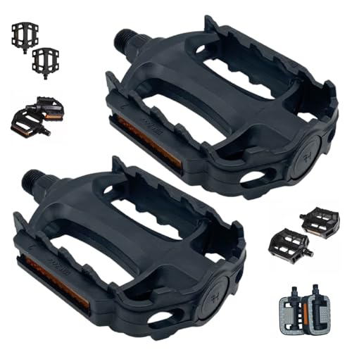 ANDINUS Pedales Reforzados de Polímero para Bicicleta MTB, BMX, Montaña y City – Rosca Estándar 9/16' – Rodamientos de Bolas – Resistentes, Ligeros y Duraderos (80026)