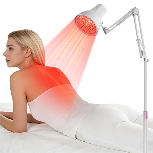 150W Floor Infrared Lamp, 660nm Red Light & 810-1000nm Infrared Light Lamp, 3 Power Settings & 10-90Mins Timer, Flexiable Adjustable Height and Angle, for Relaxation at Home