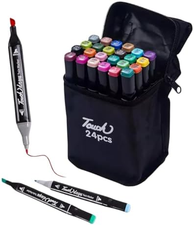 Kit 24 Canetas Marcadoras Touch Ponta Dupla Profissional para Des...