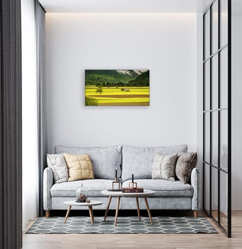 Impression sur toile moderne paysage forêt et montagne tableau de qualité supérieure