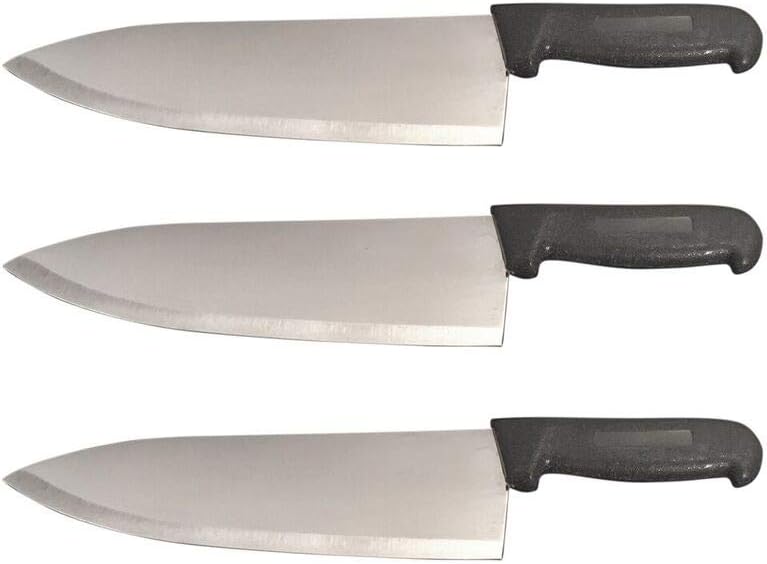 Cozzini Cutlery Imports Set of 3-10'' Chef Knives Cook French Stainless Steel Kitchen (Black)