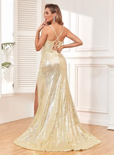 Sequin Corset Mermaid Prom Dresses for Women 2024 Long Formal Evening Party Gowns with Slit2