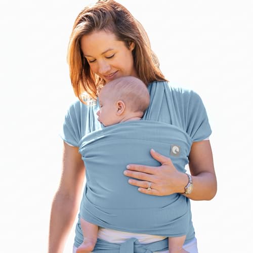 Baby Sling Wrap with Large Front Pocket - Naturally Soft Cotton Baby Sling Carrier from Birth - Newborn to Toddler Carrier - The Pocket Wrap™ by Trekki (Blue)
