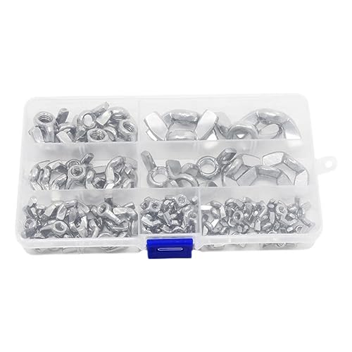 Xbsduih Kit Surtido de 100 Piezas de Tuercas de Mariposa de Acero Inoxidable con Tapa de Tornillo, Herramienta de SujecióN de Tuercas de Mariposa de Bloqueo
