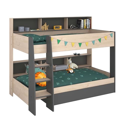 Miroytengo Litera Infantil Mouse 90x200 cm Dormitorio Juvenil en Color Roble Jackson y Gris Oscuro