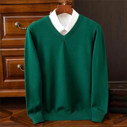 Mens Fall Winter Sweater V-Neck Patchwork Long Sleeves Slim Fit Warm Knitted Pullover 7