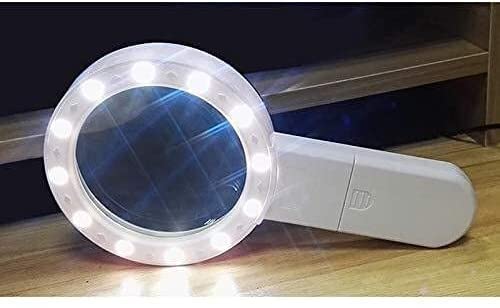 Extra Große Handlupe Mit 12 LEDs Und Beleuchtung, 30-Fache Vergrößerung, Große, Verzerrungsfreie 100-Mm-Leuchtlupe Mit Glaslinse Zum Lesen,