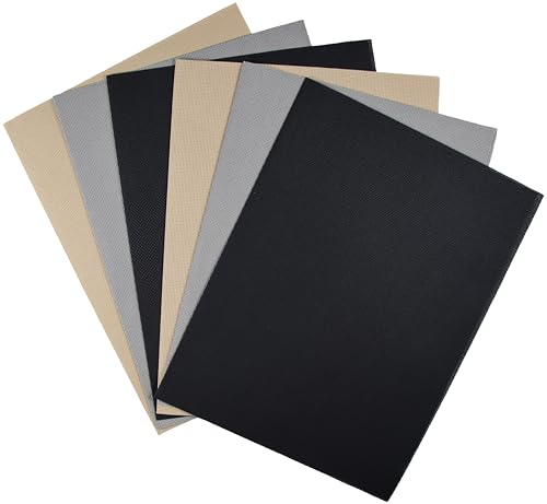 Image of KCS 4 /6 pc of 12 inch x 18 inch (30cmx45cm) 18CT Counted Cotton Aida Cloth Cross Stitch Fabric (6 pc, Khaki+Medium Grey+Black)