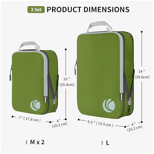 Cipway Compression Packing Cubes, 3 Set Ultralight Compressible Expandable Travel Organizers for Suitcase, Carry-On Luggage & Backpack (Green)
