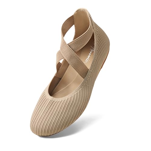 Arromic Flats for Women Round Toe Ballet Flats with Ankle Straps Ballerina Flat Shoes Women Dressy Comfortable for Work Wedding Office Casual