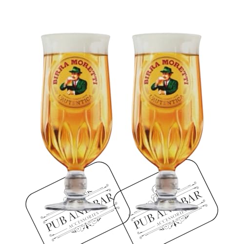 Lauries Pub and Bar Accessories | Birra Moretti NewStyle 2025 Pint Glass | Set of 2