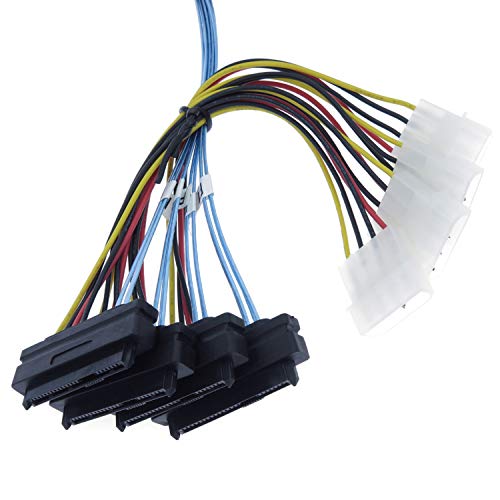 Edims Mini Sas To Sas Cable Internal Breakout Cable Sff-8087 To Sff-8482 With 4X Molex Power Connectors For Raid Controller To Hard Drive 3.3Ft #TOP3