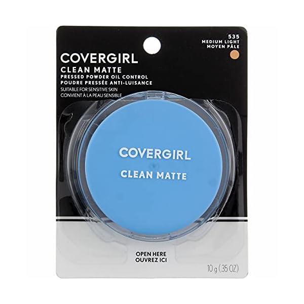 COVERGIRL-Clean-Matte-Pressed-Powder-Medium-Light-535-035-Oz-Pack-of-1-Packaging-May-Vary COVERGIRL Clean Matte Pressed Powder, Medium Light 535, 0.35 Oz, Pack of 1 (Packaging May Vary)