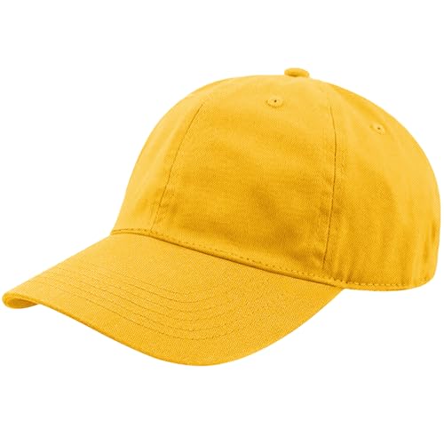 Unisex Classic Baseball Cap | Low Profile Soft Top Unstructured Cotton Baseball Cap | Adjustable Size Buckle for Women Men - Yellow