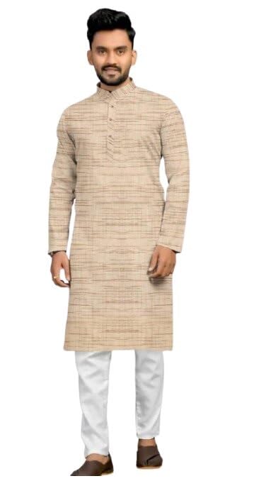 Men Simple Kurta Straight Fit Long Sleeve Traditional Outfit for Daily Ethnic Styling-picture-39