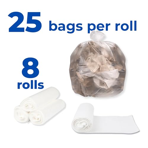 Image of Inteplast Group S434816N 48 inch Length x 43 inch Width x 16 Mic Thickness, Natural Color, HDPE Commercial Coreless Institutional Trash Can Liner (Case of 8 Roll, 25 Bags per Roll)